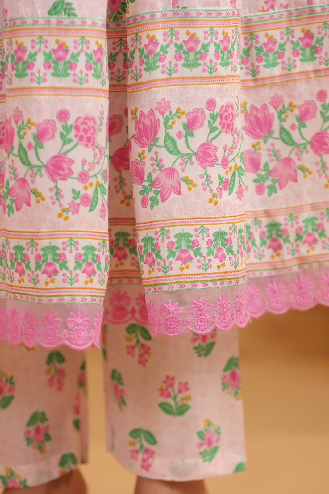 Israt Pink Cotton Anarkali Suit Set