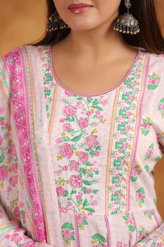 Israt Pink Cotton Anarkali Suit Set