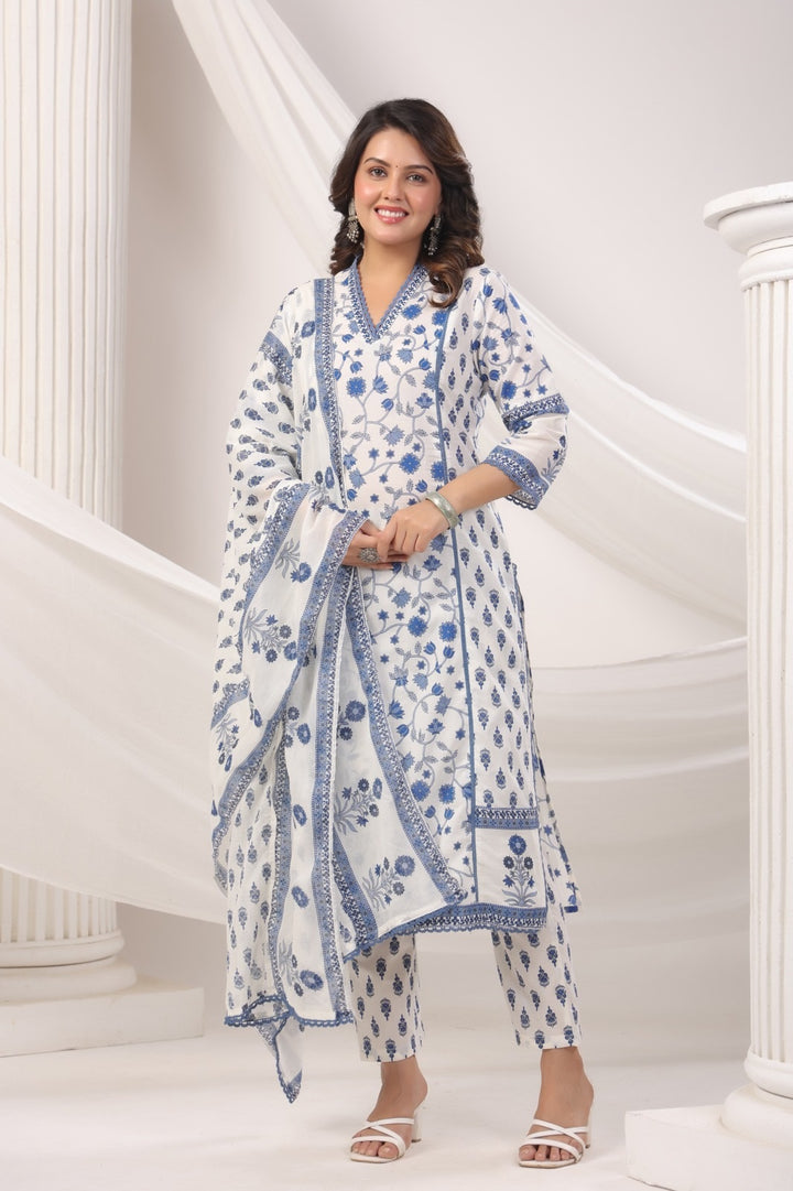 Chandni Blue Cotton Suit Set