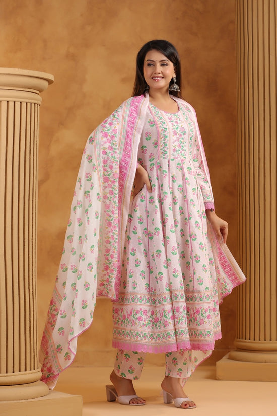 Israt Pink Cotton Anarkali Suit Set