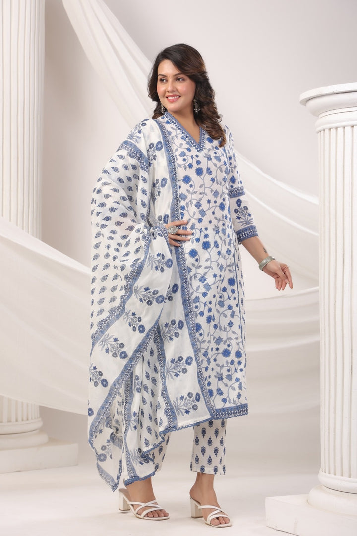 Chandni Blue Cotton Suit Set