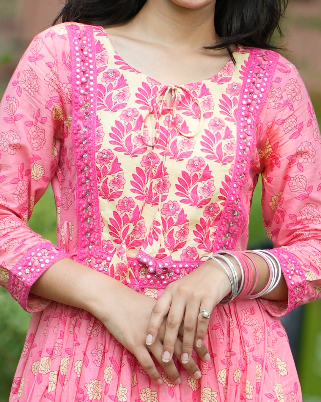 Noorie Pink Cotton Anarkali Set