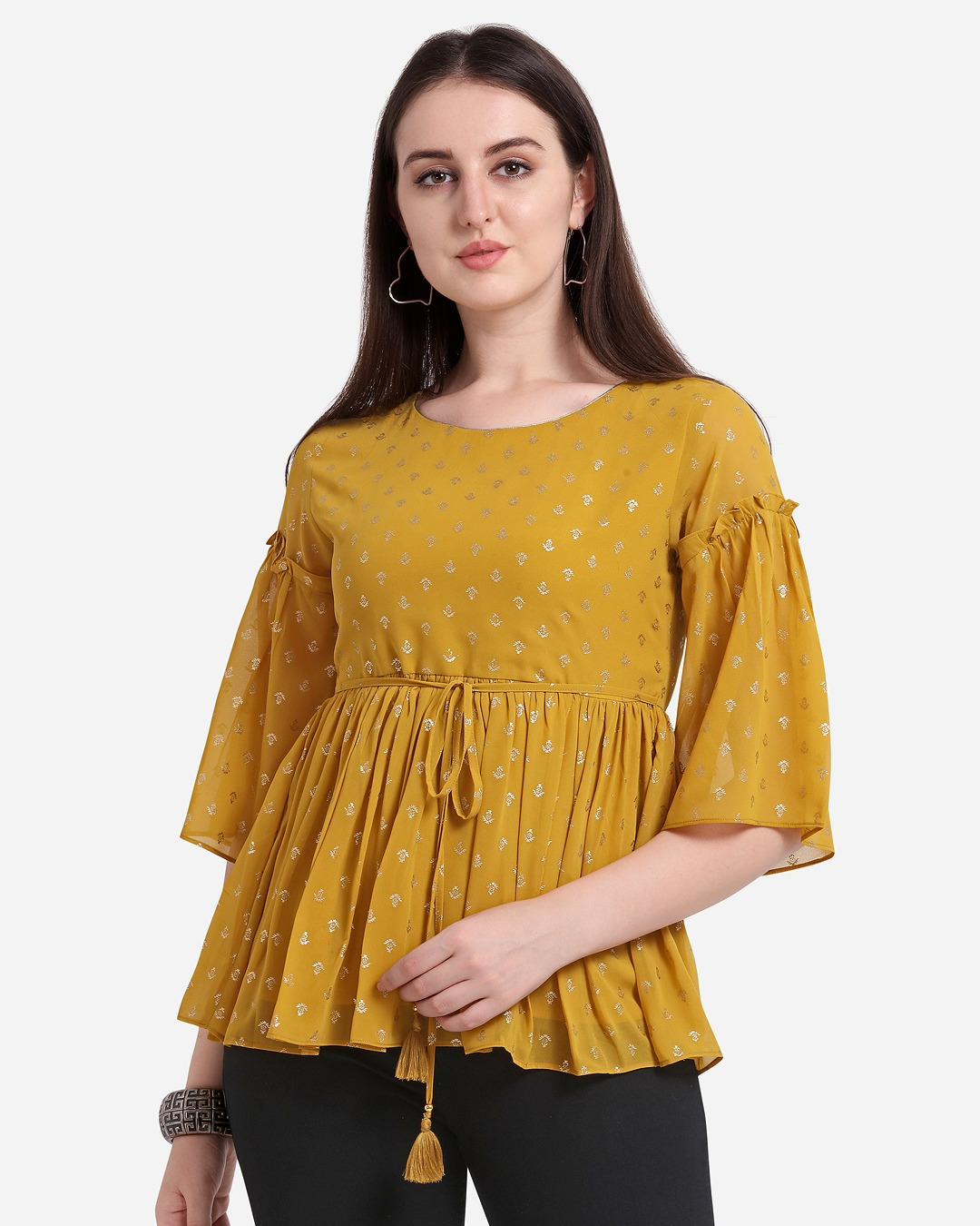 Fit & Flare Mustard Top