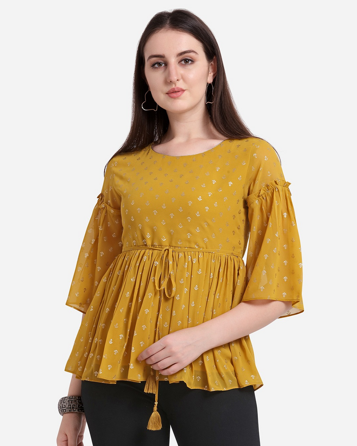 Fit & Flare Mustard Top