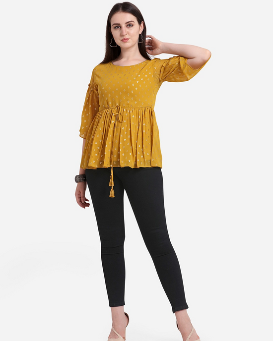 Fit & Flare Mustard Top