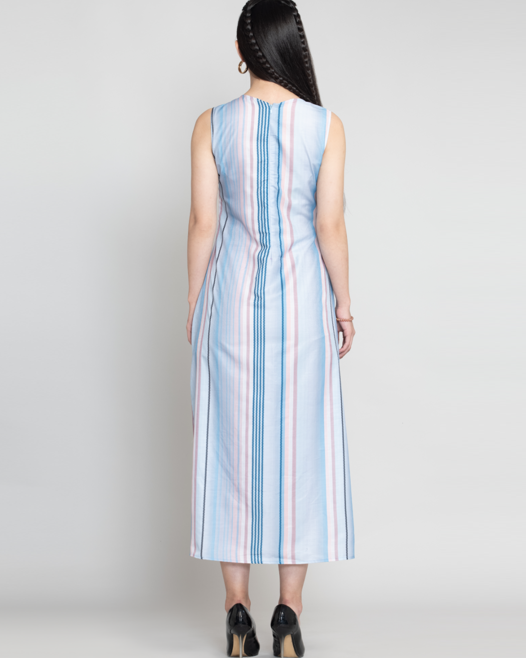 Blue Moss Striped Maxi Dress