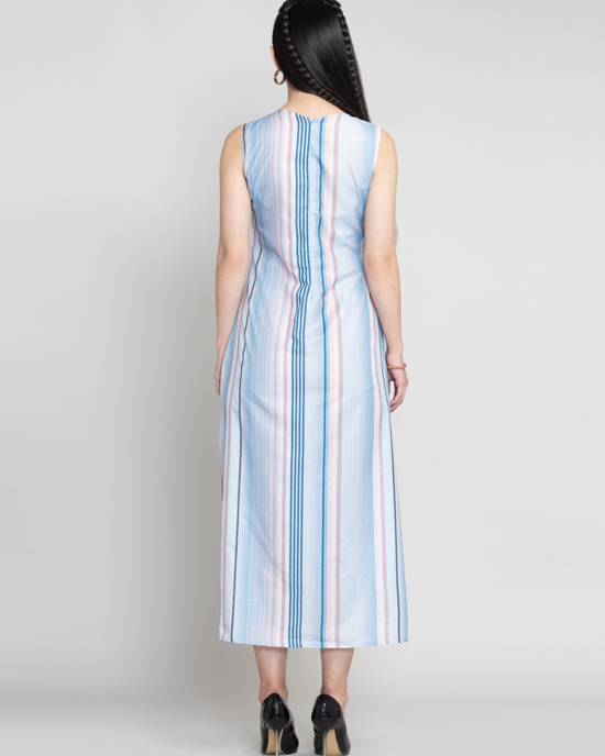 Blue Moss Striped Maxi Dress