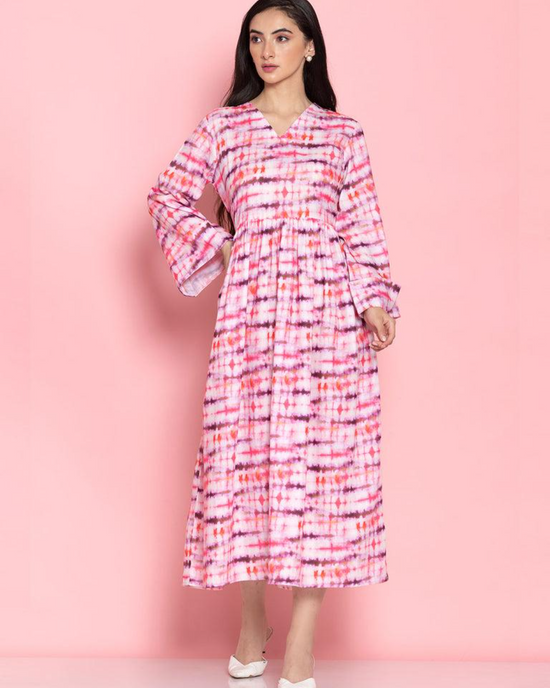 Pink Fit & Flare Maxi Dress