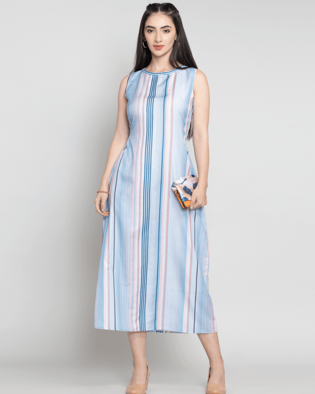 Blue Moss Striped Maxi Dress