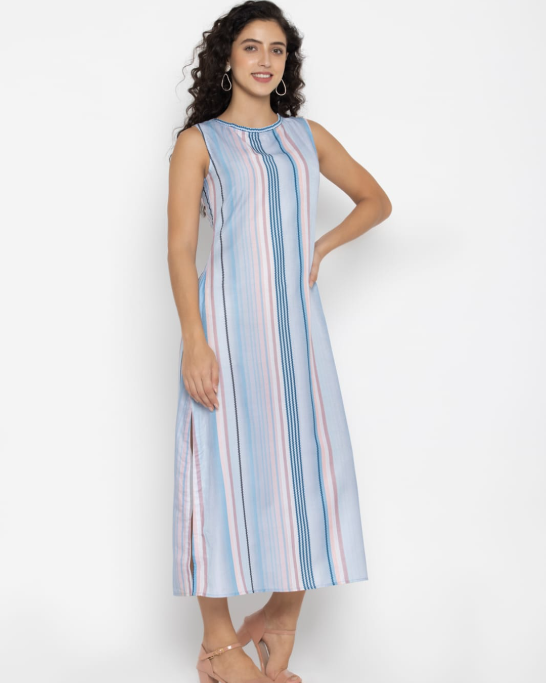 Blue Moss Striped Maxi Dress