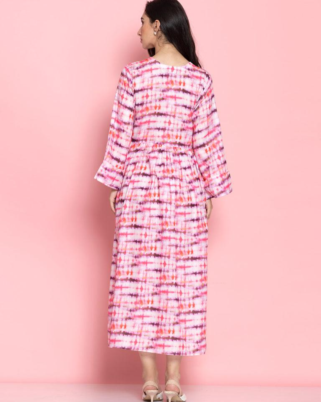 Pink Fit & Flare Maxi Dress