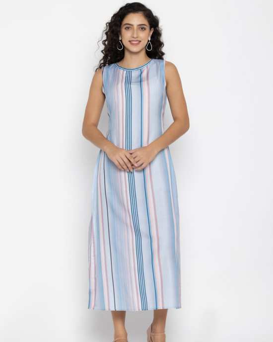 Blue Moss Striped Maxi Dress