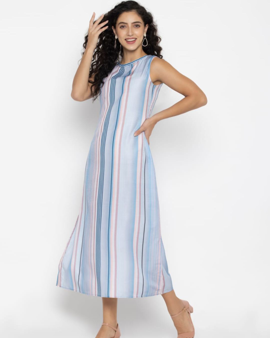 Blue Moss Striped Maxi Dress
